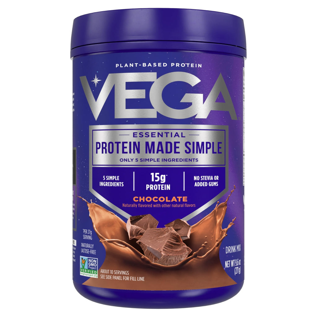 Vega Protein Made Simple - 15g Plant-Based Pea Protein, Chocolate, 10 Servings, Stevia Free, No Artificial Sweeteners or Gums, Non-GMO, Gluten Free, Dairy Free, 9.6oz (Packaging May Vary) - FENGGESTORE20