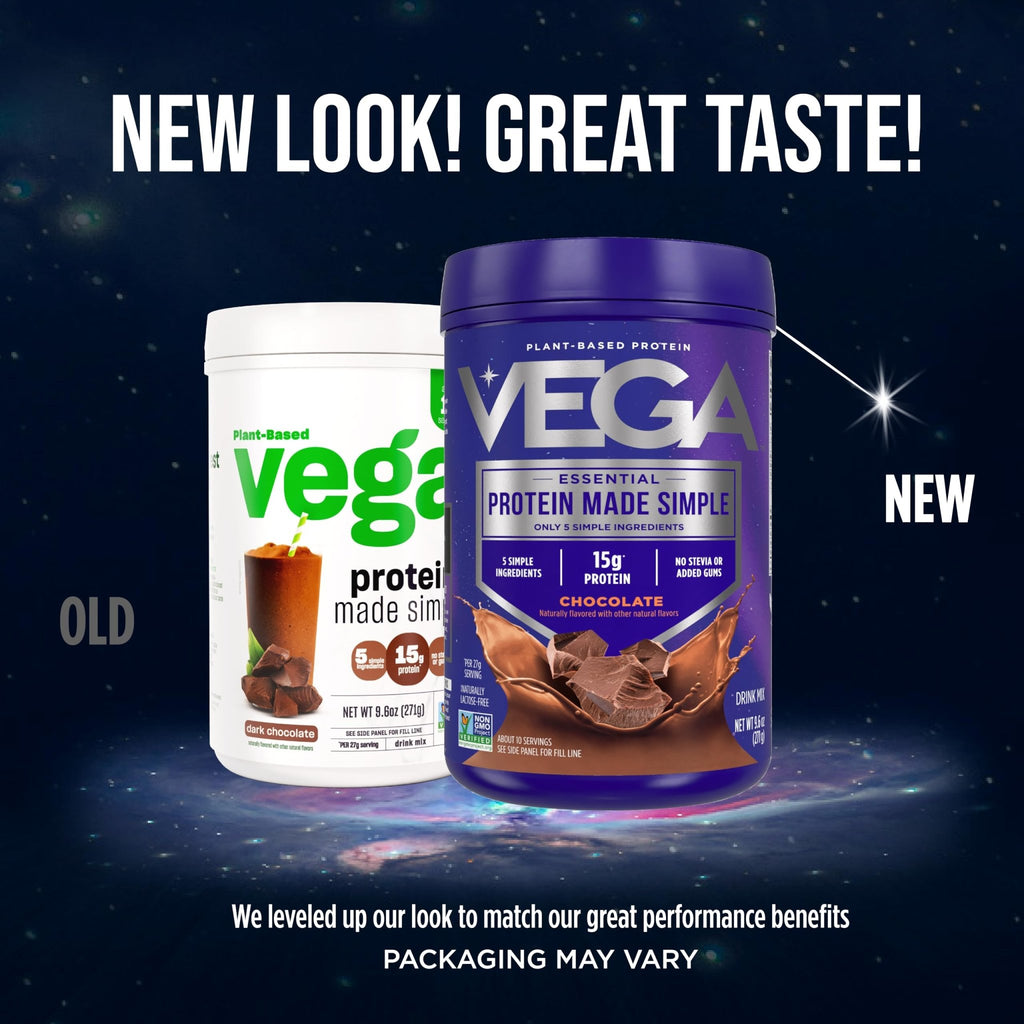 Vega Protein Made Simple - 15g Plant-Based Pea Protein, Chocolate, 10 Servings, Stevia Free, No Artificial Sweeteners or Gums, Non-GMO, Gluten Free, Dairy Free, 9.6oz (Packaging May Vary) - FENGGESTORE20