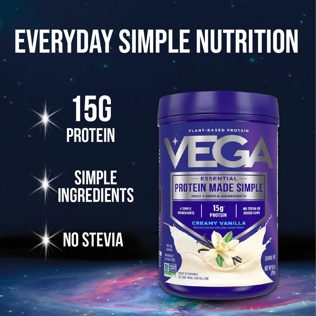 Vega Protein Made Simple - 15g Plant-Based Pea Protein, Chocolate, 10 Servings, Stevia Free, No Artificial Sweeteners or Gums, Non-GMO, Gluten Free, Dairy Free, 9.6oz (Packaging May Vary) - FENGGESTORE20