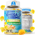 Vegan Omega-3 Gummies 1000mg + Turmeric - Omega 3 Fish Oil Alternative for Adults - Algae DHA 600mg & EPA 300mg - FENGGESTORE20
