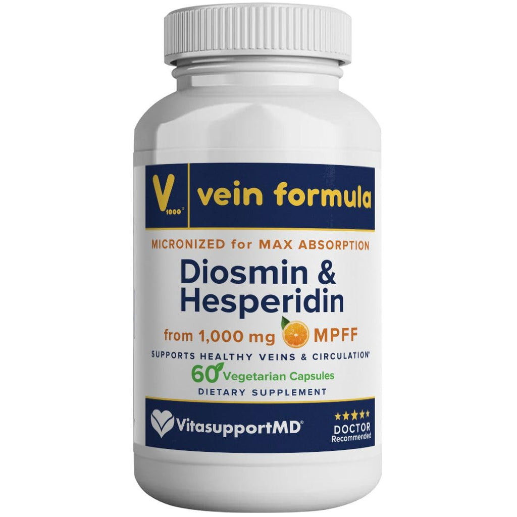 Vein Formula Diosmin Hesperidin 1000mg, Micronized Bioflavonoids Blend for Blood Circulation, Vein Support MPFF Supplement for Circulation in legs and feet, and Healthy Blood Flow Support, 60 Capsules - FENGGESTORE20