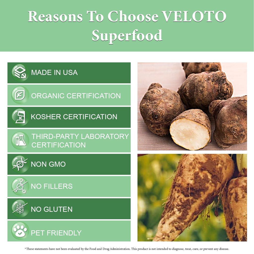VELOTO Organic Inulin Powder – Prebiotic Fiber Supplement for Smoothies & Drinks, 2.2 lb, Flavorless, Water Soluble, Vegan & Non-GMO - FENGGESTORE20