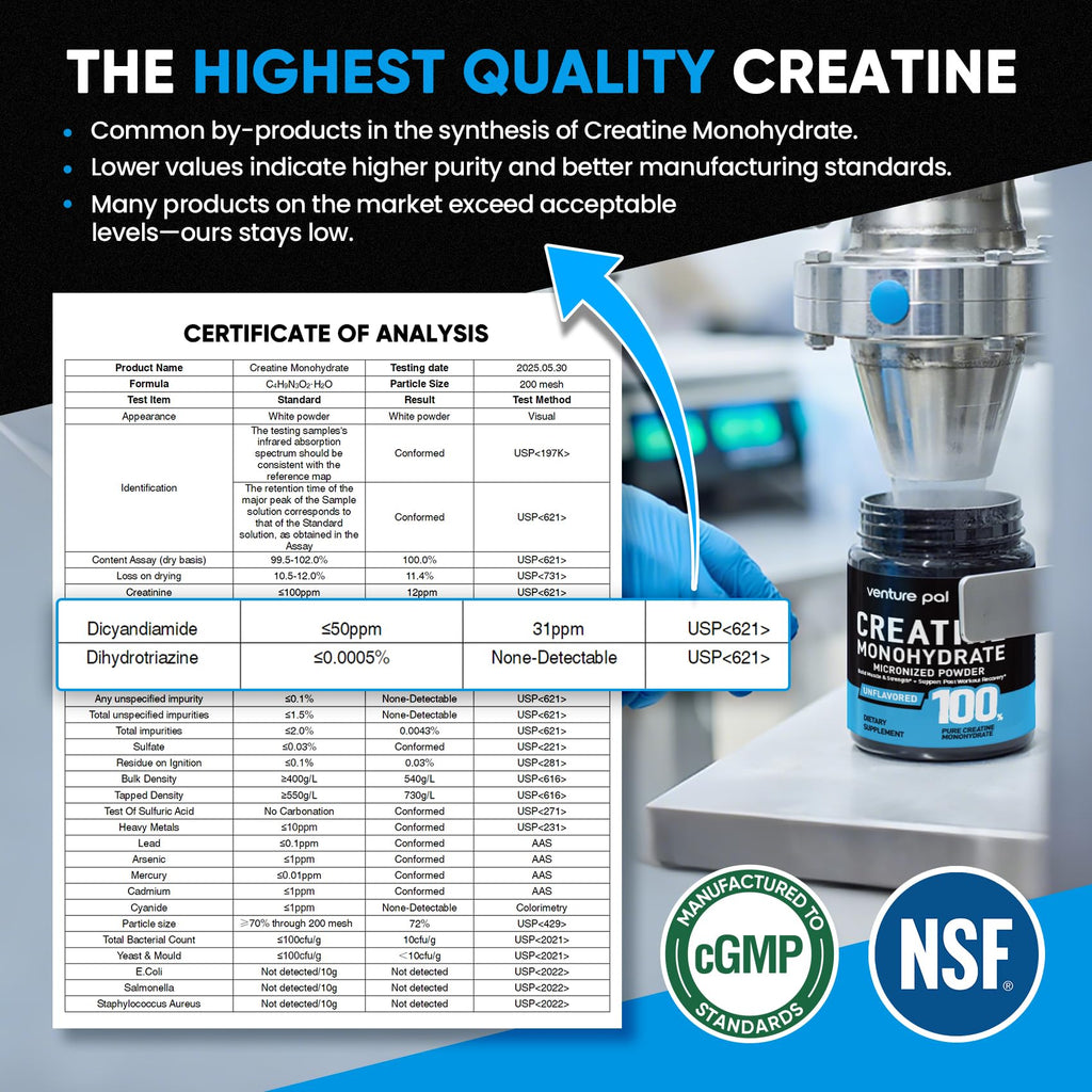 Venture Pal 100% Pure Micronized Creatine Monohydrate Powder, Unflavored Creatine for Women & Men, Vegan, Keto, Gluten Free, 5 g (5000mg) per Serving - FENGGESTORE20