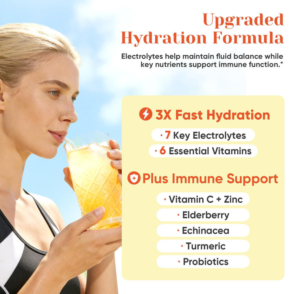 Venture Pal 2-in-1 Hydration + Immune Electrolytes Powder Packets with 7 Electrolytes & 6 Vitamins, Elderberry, Turmeric, Echinacea | Liquid Daily IV Drink Mix - FENGGESTORE20