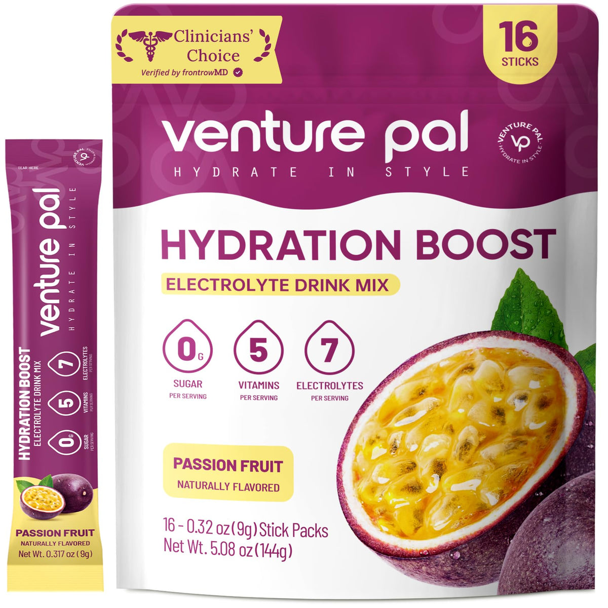 Venture Pal Sugar Free Electrolyte Powder Packets - Liquid Daily IV Drink Mix for Rapid Hydration & Party Recovery | 5 Vitamins & 7 Electrolytes| Keto Friendly - FENGGESTORE20