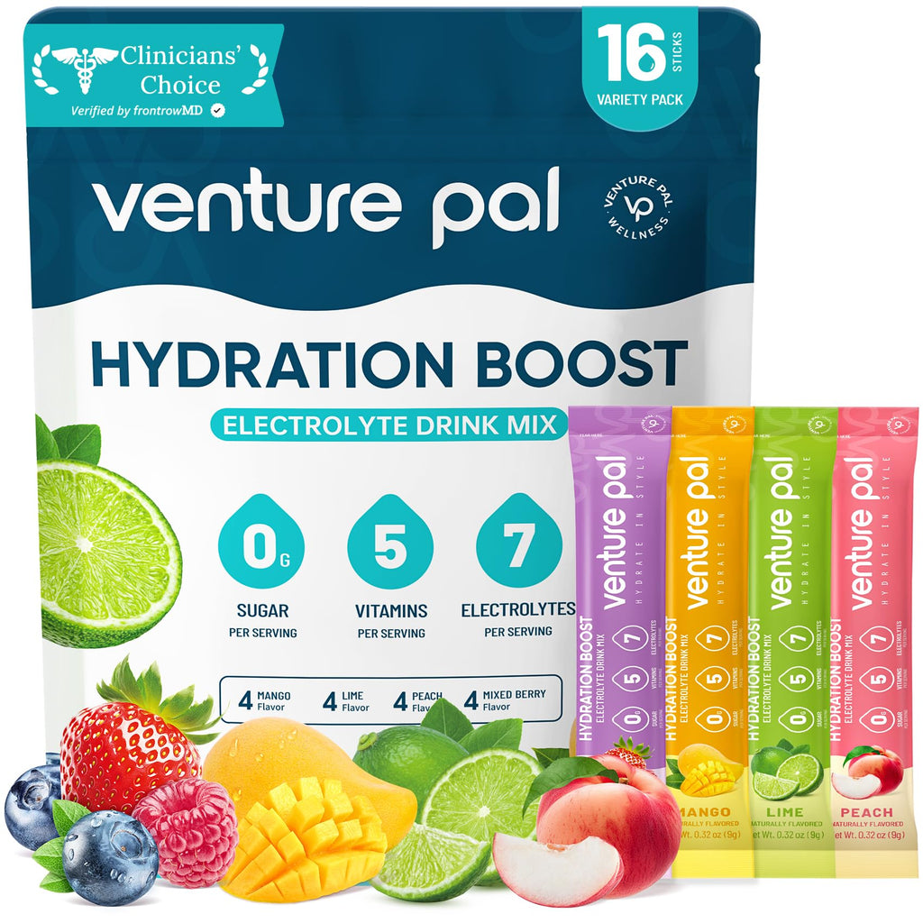Venture Pal Sugar Free Electrolyte Powder Packets - Liquid Daily IV Hydration Packets | Electrolytes Drink Mix with 5 Vitamins & 7 Electrolytes | Keto Friendly - FENGGESTORE20