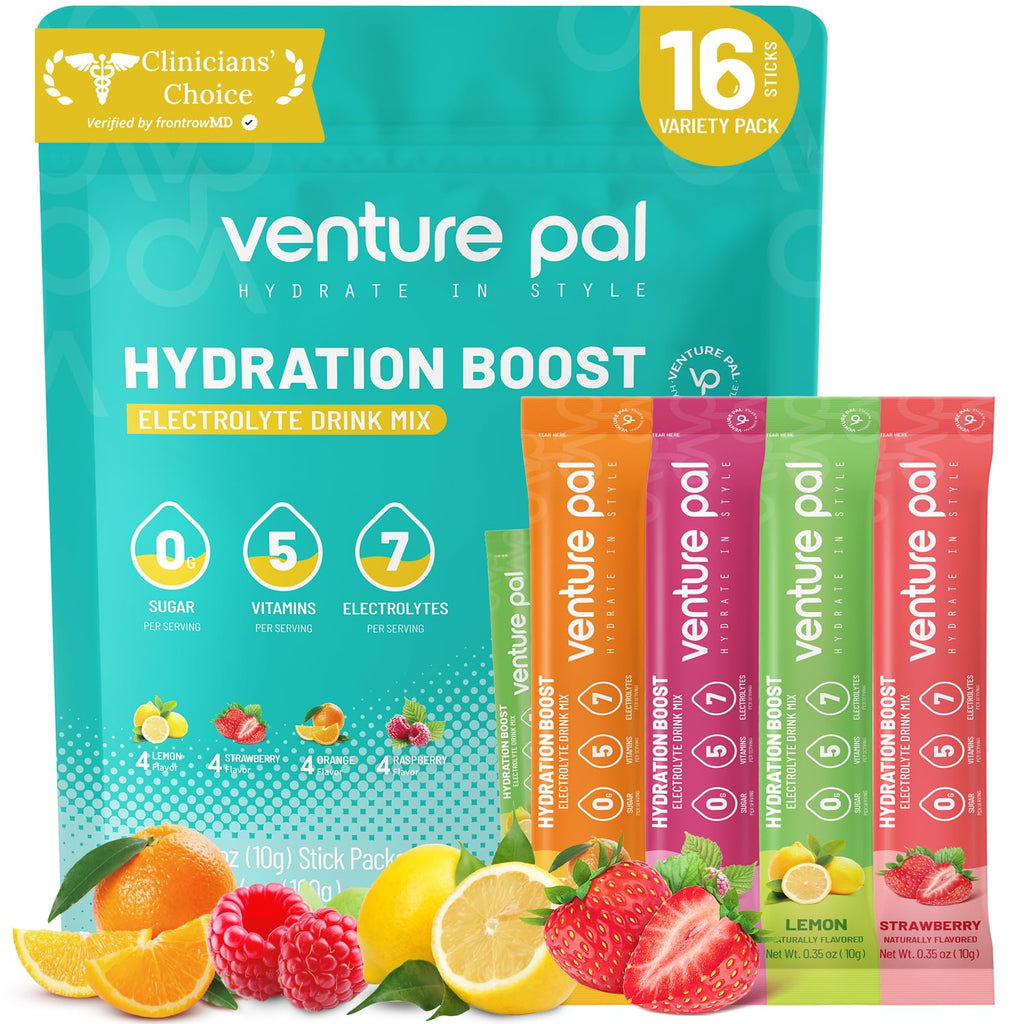 Venture Pal Sugar Free Electrolytes Powder Packets - Liquid Daily IV Hydration Packets | Instantly Hydrating & Party Recovery | 5 Vitamins & 7 Electrolytes - FENGGESTORE20