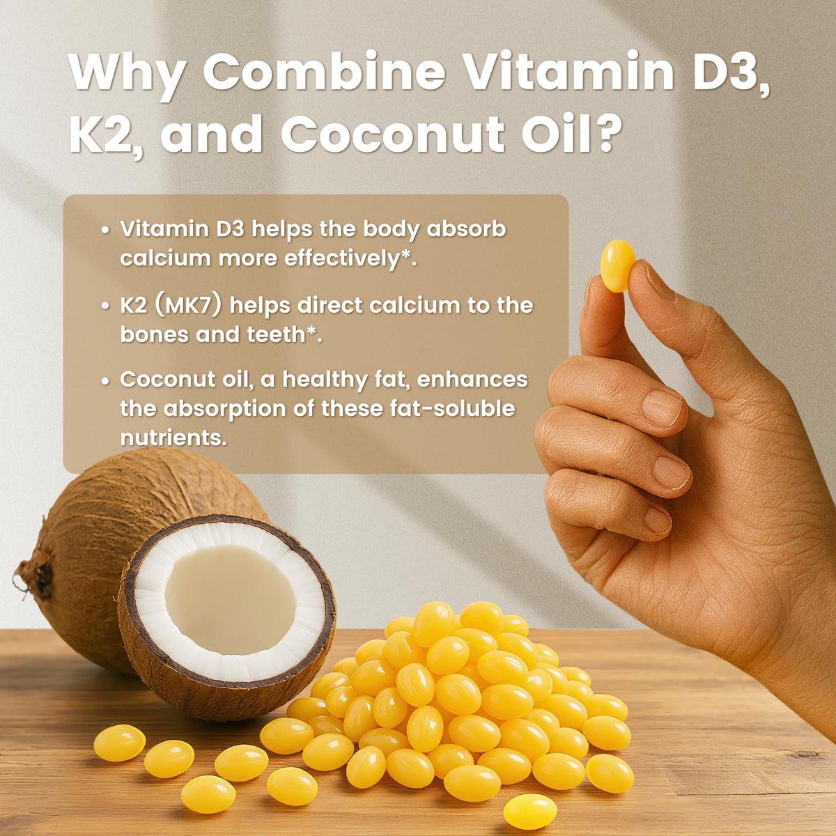 VEV Corefeel Vitamin D3 K2 10,000 IU, 200 mcg MK-7, 300 Coconut Oil Softgels, 2 in 1 Vitamins Supplement D & K (Include MK7), Easy to Swallow - FENGGESTORE20