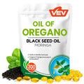 VEV Oil of Oregano with Black Seed Oil & Moringa, Organic, 300 Softgels, Aceite de Orégano, Carvacrol-Rich, Opaque Airtight Packaging - FENGGESTORE20