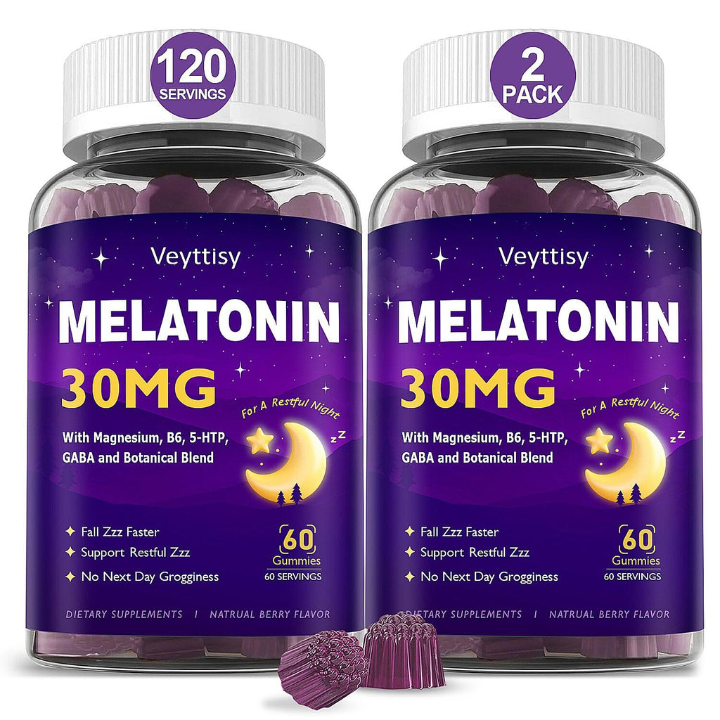 Veyttisy Melatonin 30mg Gummies for Adults - Sugar Free Melatonin Gummies Maximum Strength with Magnesium, B6, GABA & Botanical Blend - Non-Habit Forming,Vegan - FENGGESTORE20