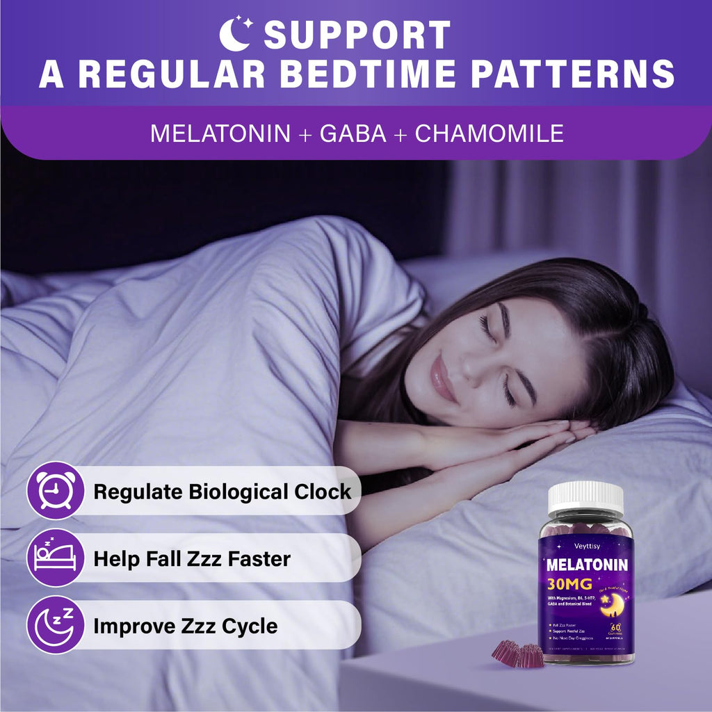 Veyttisy Melatonin 30mg Gummies for Adults - Sugar Free Melatonin Gummies Maximum Strength with Magnesium, B6, GABA & Botanical Blend - Non-Habit Forming,Vegan - FENGGESTORE20