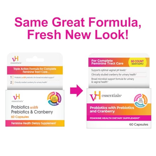 vH essentials Probiotics with Prebiotics and Cranberry Feminine Health Supplement - 60 Capsules - FENGGESTORE20