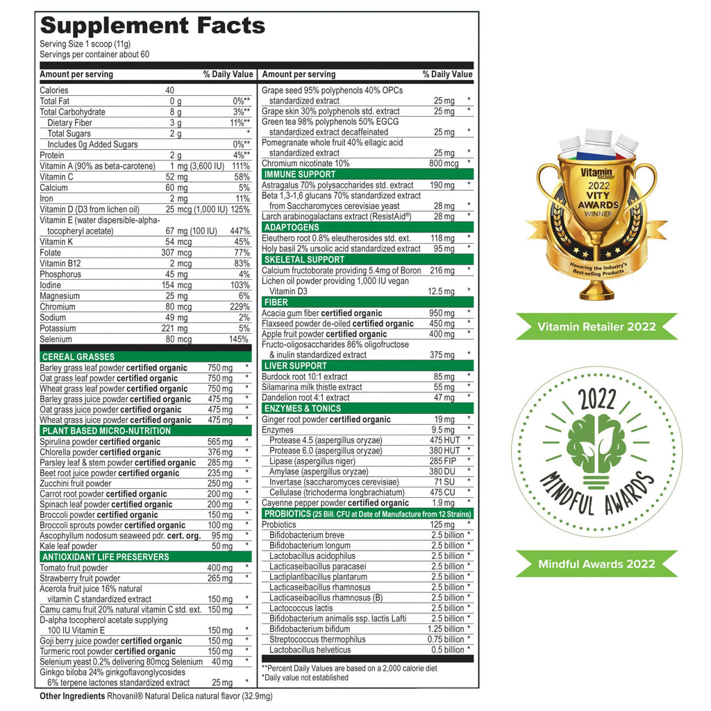 Vibrant Health, Green Vibrance, Vegan Superfood Powder, Boost Energy, 60 Servings - FENGGESTORE20