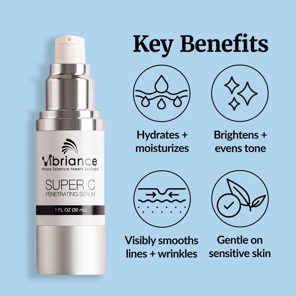 Vibriance Super C Serum for Mature Skin - All-in-One Vitamin Formula Hydrates, Firms, Lifts, Smooths, Targets Age Spots, Wrinkles, 1 fl oz - Pack of 3 - FENGGESTORE20