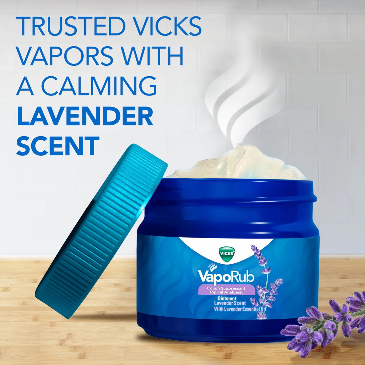 Vicks VapoRub, Lavender Scent, Cough Suppressant, Topical Chest Rub & Analgesic Ointment, Medicated Vicks Vapors, Relief from Cough Due to Cold, Aches & Pains, 1.76oz - FENGGESTORE20