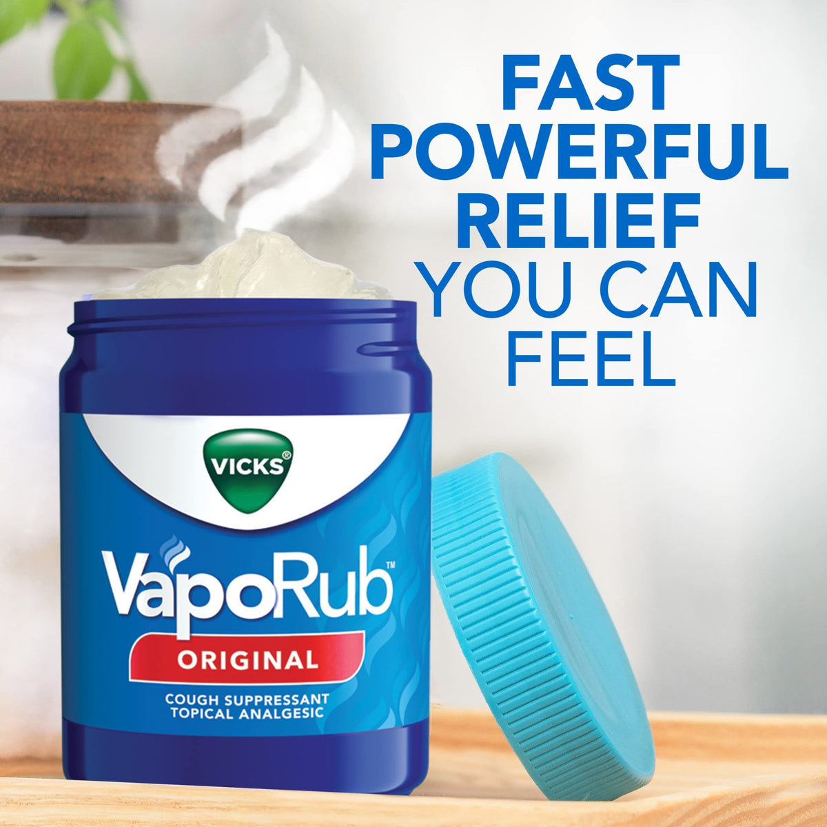 Vicks VapoRub, Original, Cough Suppressant, Topical Chest Rub & Analgesic Ointment, Medicated Vicks Vapors, Relief from Cough Due to Cold, Aches & Pains, 1.76oz each (pack of 3) - FENGGESTORE20
