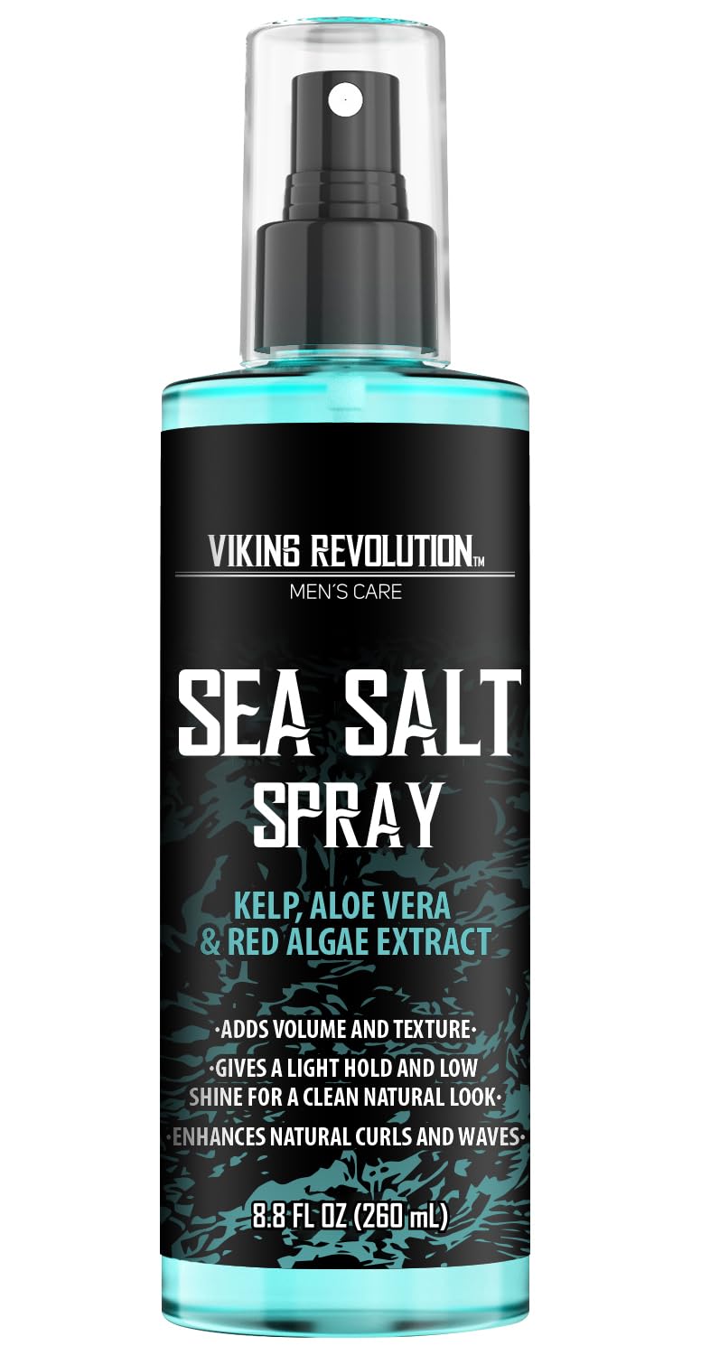 Viking Revolution Sea Salt Spray for Men - Hair Texturizing Spray with Kelp, Aloe Vera and Red Algae Extract - Surf Sprays to Add Volume - FENGGESTORE20