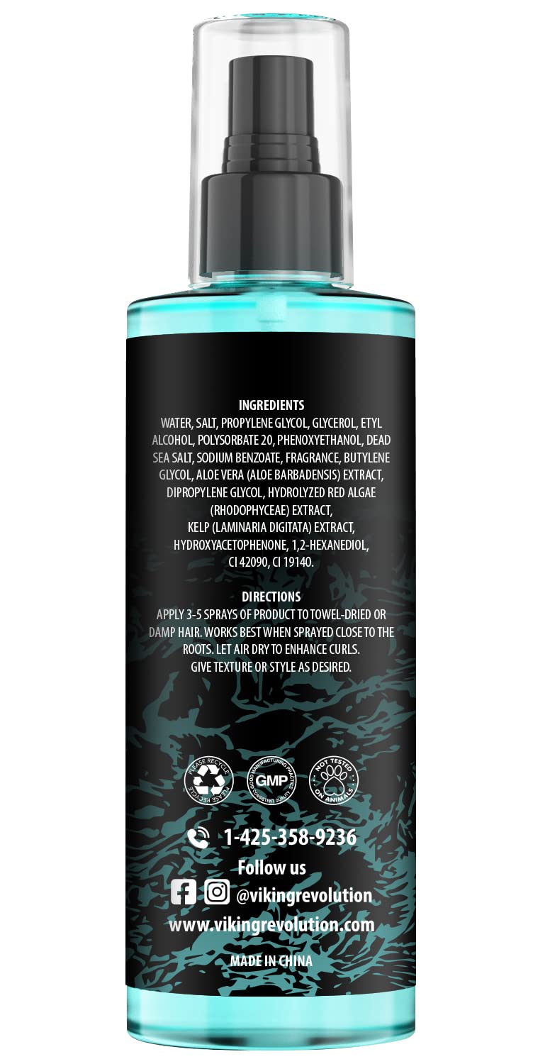 Viking Revolution Sea Salt Spray for Men - Hair Texturizing Spray with Kelp, Aloe Vera and Red Algae Extract - Surf Sprays to Add Volume - FENGGESTORE20
