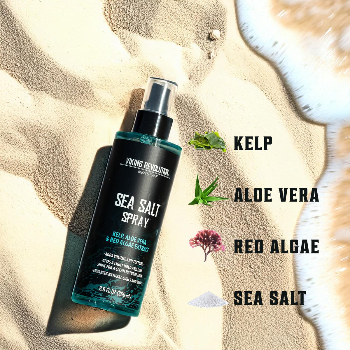 Viking Revolution Sea Salt Spray for Men - Hair Texturizing Spray with Kelp, Aloe Vera and Red Algae Extract - Surf Sprays to Add Volume - FENGGESTORE20