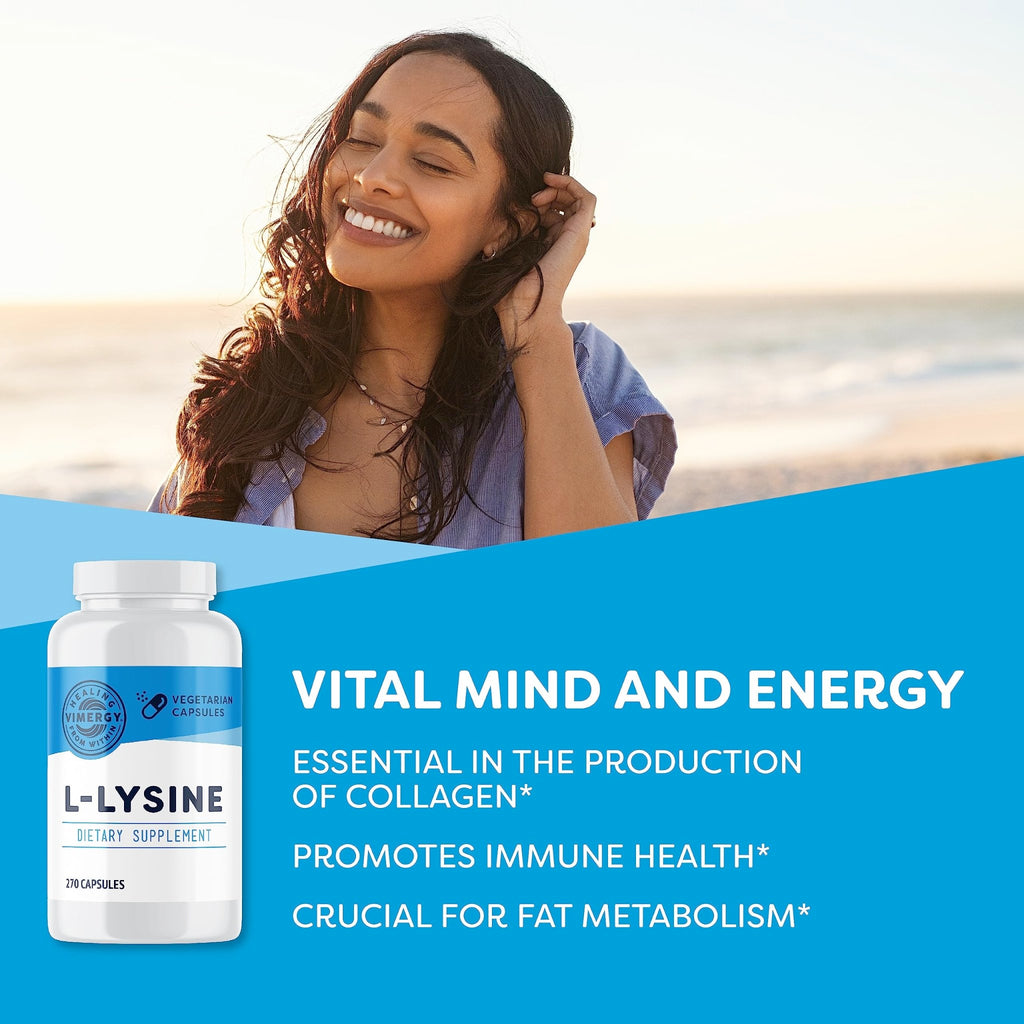 Vimergy L-Lysine – Promotes Healthy Skin, Hair & Nails* – Supports Healthy Metabolism* – Vegan, Non-GMO & Gluten-Free – 270 Capsules - FENGGESTORE20