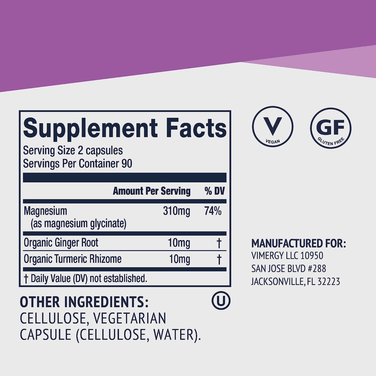 VIMERGY Magnesium Glycinate – Stress Support – Chelated to Avoid Tummy Upset*– Promotes Heart Health & Energy*– Kosher, Vegan Gluten-Free – 180 Caps - FENGGESTORE20