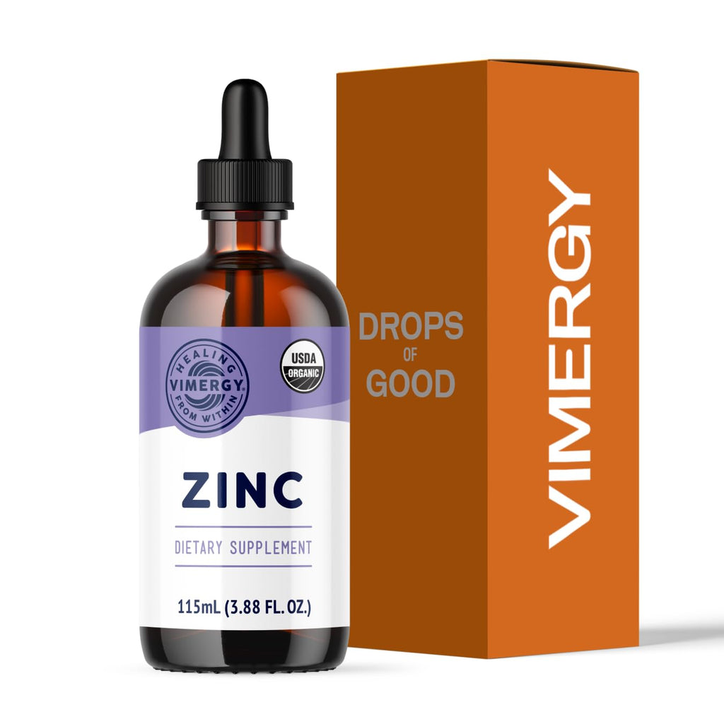 VIMERGY USDA Organic Zinc Supplements for Women & Men (7.5mg Liquid Zinc Per Serving) Fast-Absorbing Immune Support - FENGGESTORE20