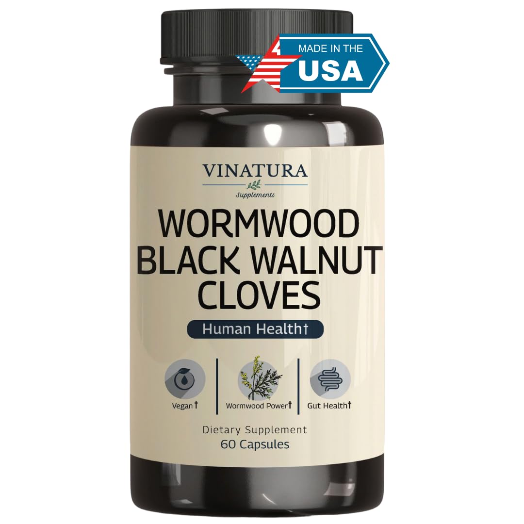 VINATURA Wormwood Black Walnut Clove Capsules - Cleanse, Detox, Intestinal Guard Formula Supplement for Humans, with Wormwood herb - FENGGESTORE20