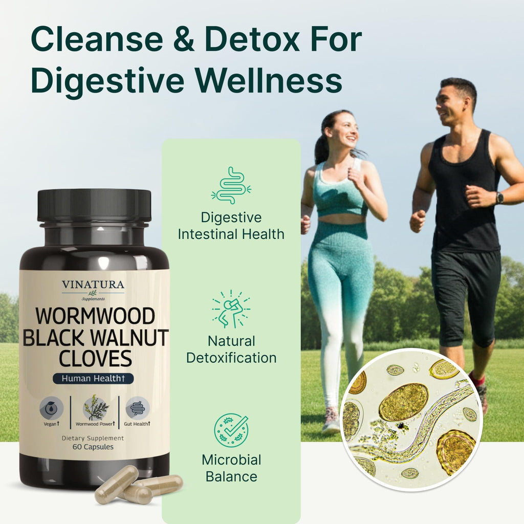 VINATURA Wormwood Black Walnut Clove Capsules - Cleanse, Detox, Intestinal Guard Formula Supplement for Humans, with Wormwood herb - FENGGESTORE20