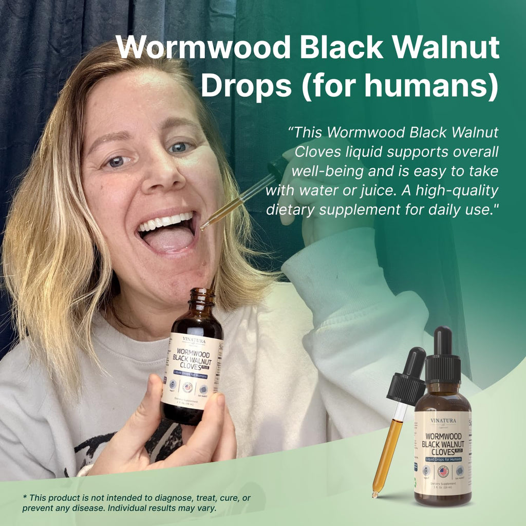 VINATURA Wormwood Black Walnut Cloves Liquid - Cleanse, Detox for Humans with Papaya Leaf and Pumpkin Seed, - FENGGESTORE20
