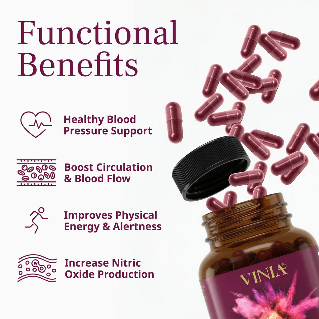 VINIA Piceid Resveratrol Supplement Capsules. Increases Blood Flow and Nitric Oxide. Blood Pressure and Heart Health Support - FENGGESTORE20