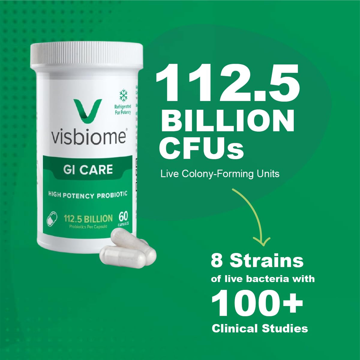 Visbiome® GI Care - High Potency Probiotic - 112.5 Billion CFU Live Probiotics, Original De Simone Formulation - FENGGESTORE20