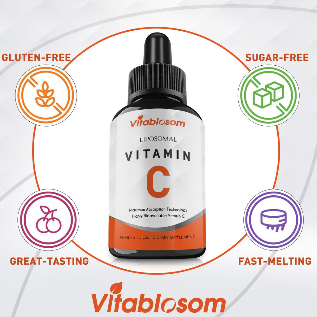 Vitablosom Liposomal Vitamin C 2000mg Liquid for Adults, High Absorption VIT C, Maximize Vitamin C, Immune System & Antioxidant Support, 60ML (2 Bottle) - FENGGESTORE20