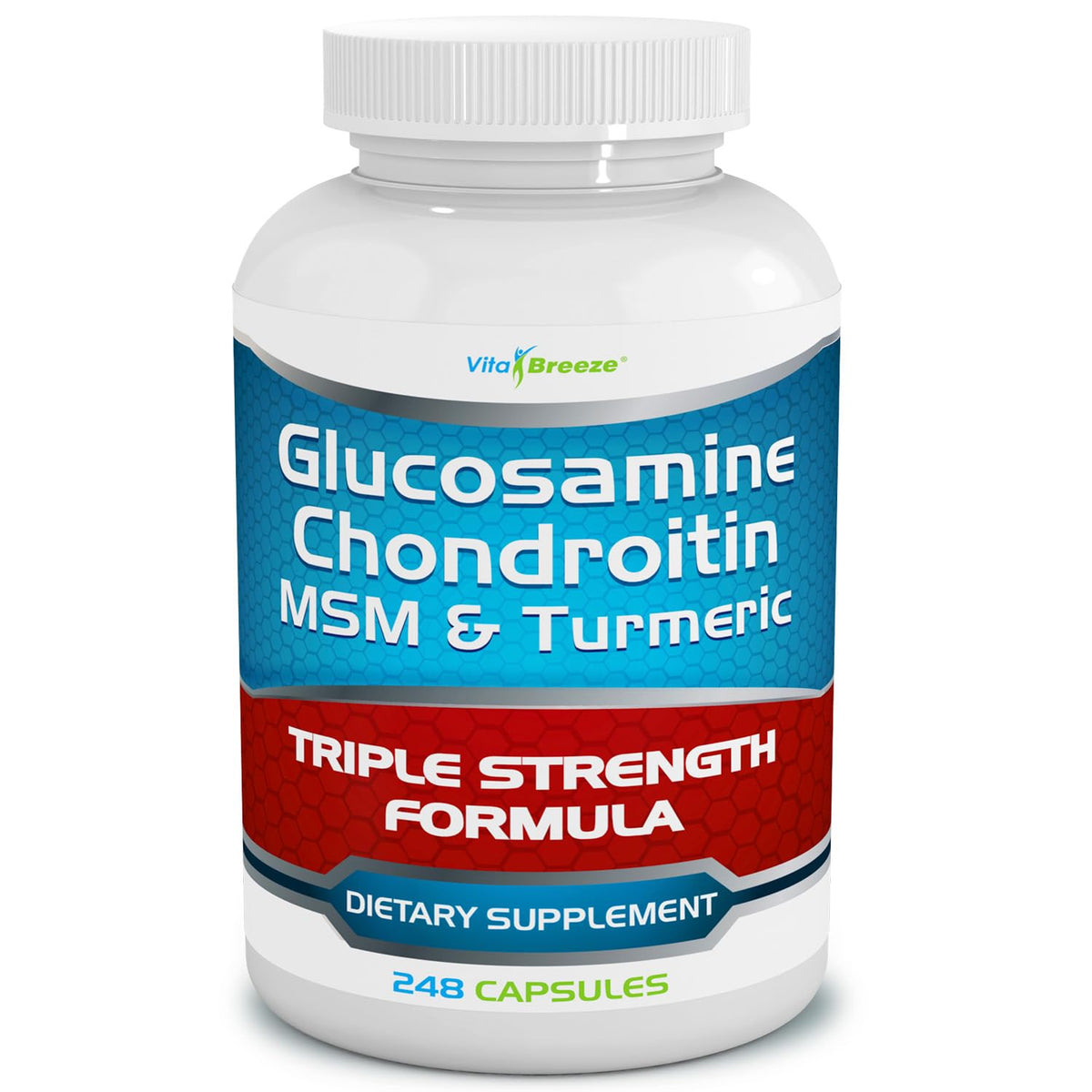 VitaBreeze Glucosamine Chondroitin, MSM & Turmeric Dietary Supplement - 248 Capsules - FENGGESTORE20