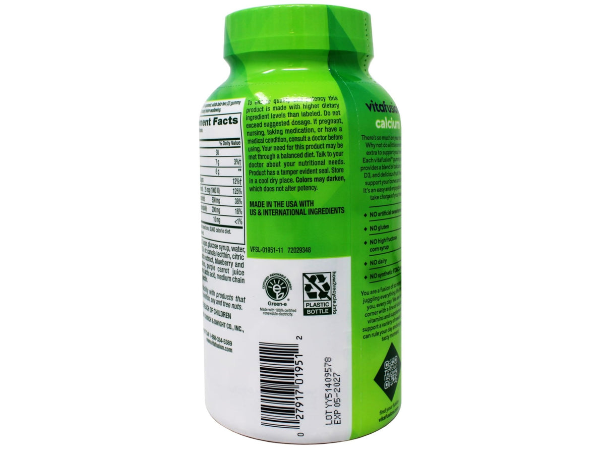 VitaFusion Calcium 500 mg Dietary Supplement Gummies Natural Fruit and Cream Flavors - 100 ct, Pack of 2 - FENGGESTORE20
