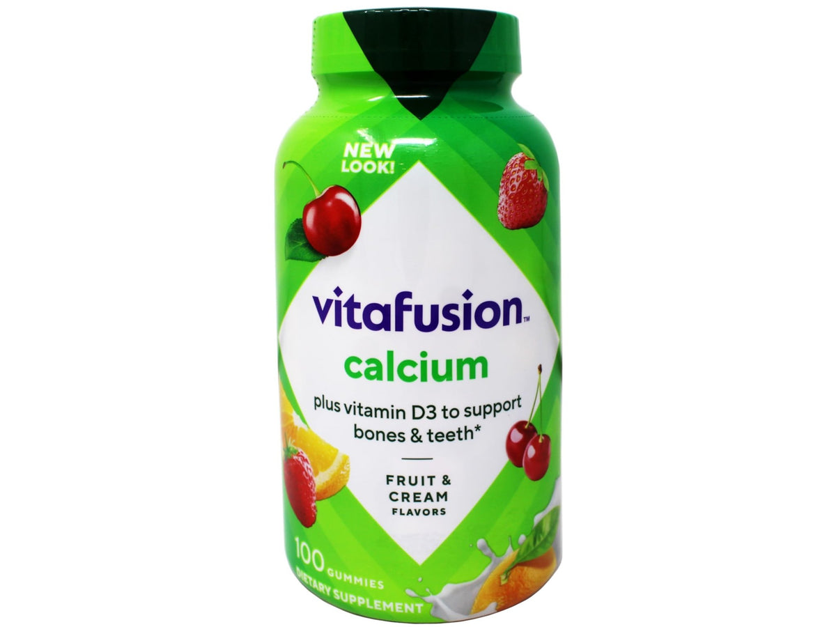 VitaFusion Calcium 500 mg Dietary Supplement Gummies Natural Fruit and Cream Flavors - 100 ct, Pack of 2 - FENGGESTORE20