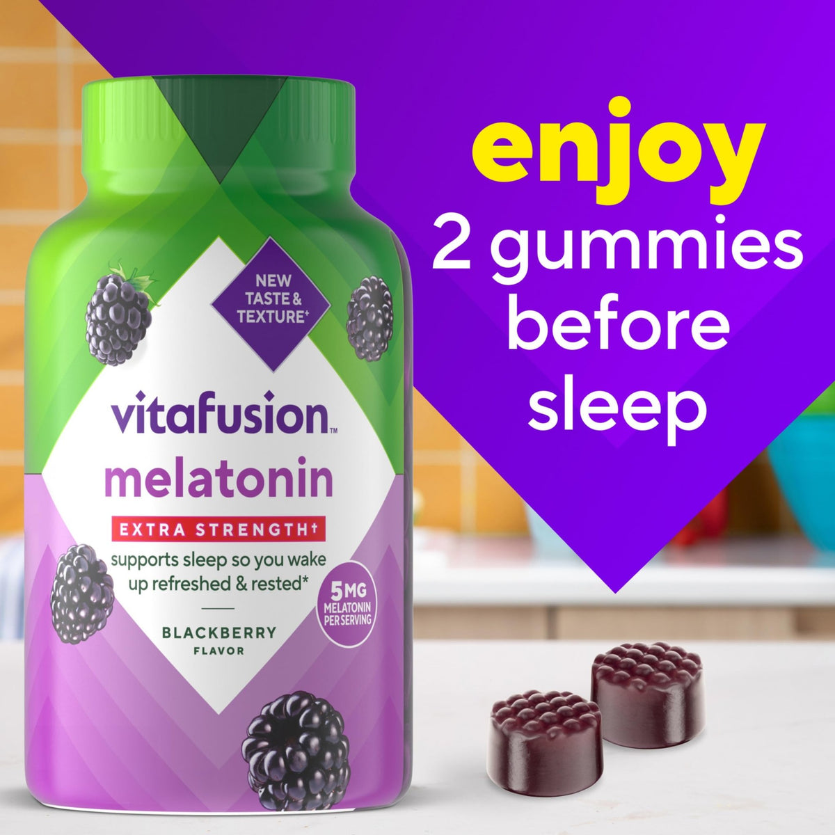Vitafusion Extra Strength Melatonin Gummy Vitamins, 5mg, 120 ct Gummies - FENGGESTORE20