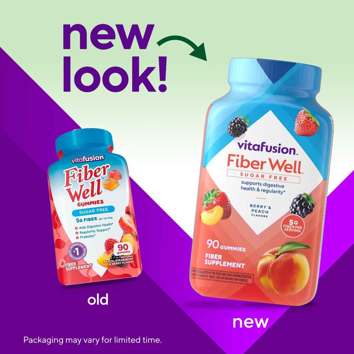 Vitafusion Fiber Well Gummy Vitamins, 90 Count (Packaging May Vary) - FENGGESTORE20