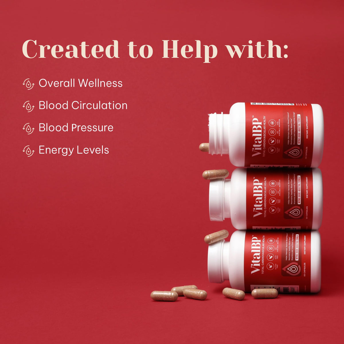 Vital BP - Support for Normal Blood Pressure - Supports Blood Flow & Arteries - with CoQ10, L-Citrulline, and K2 & D3-60 Capsules - FENGGESTORE20