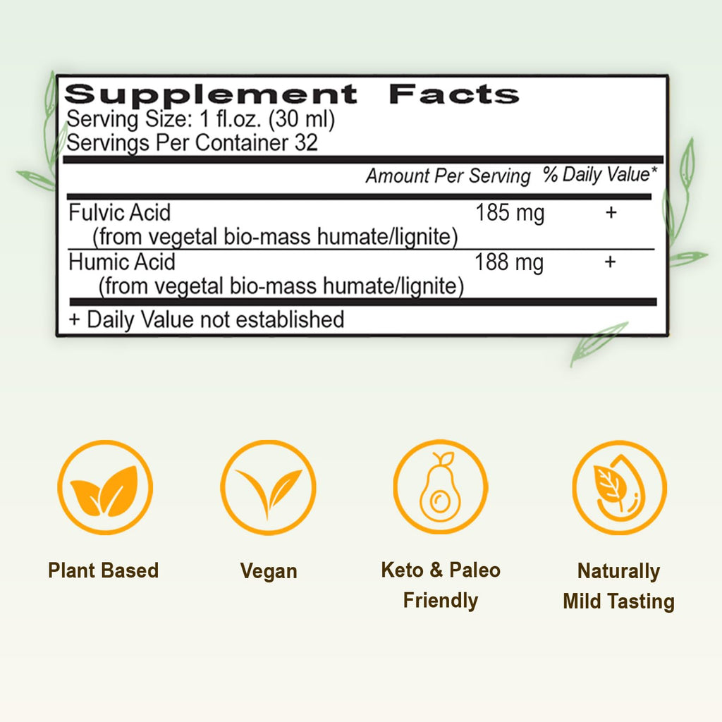 Vital Earth Minerals Fulvic Humic Mineral Blend Liquid – Fulvic Acid Supplement with 70+ Trace Minerals, Electrolytes for Recovery - FENGGESTORE20