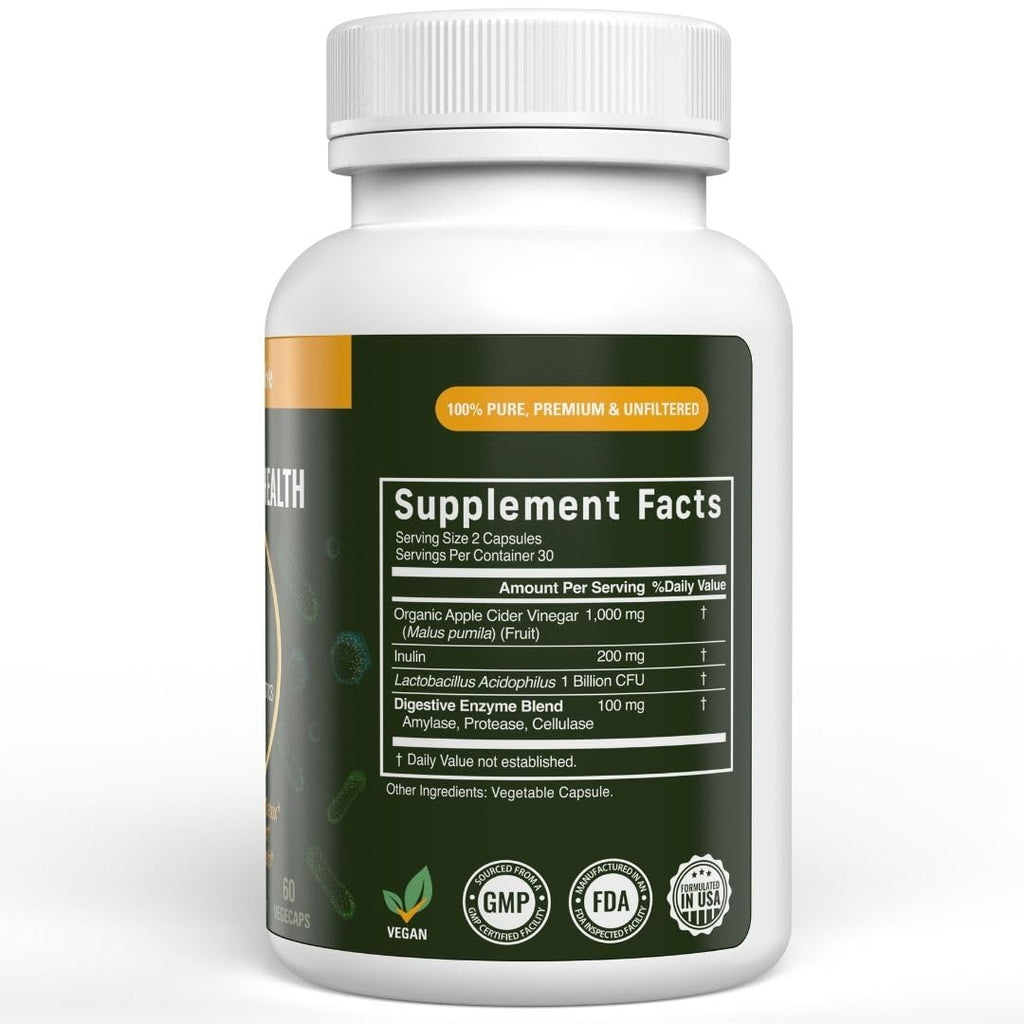 Vital Gut Health 4in1 Formula with Apple Cider Vinegar, Prebiotics & Probiotics, Digestive Enzymes for Strong Immunity Support - FENGGESTORE20