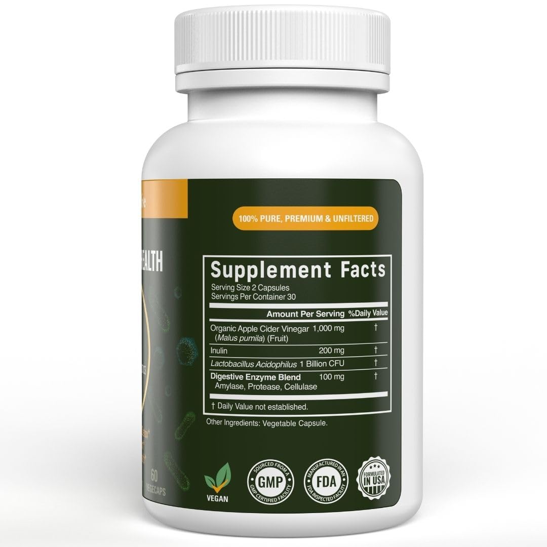 Vital Gut Health 4in1 Formula with Apple Cider Vinegar, Prebiotics & Probiotics, Digestive Enzymes for Strong Immunity Support - FENGGESTORE20