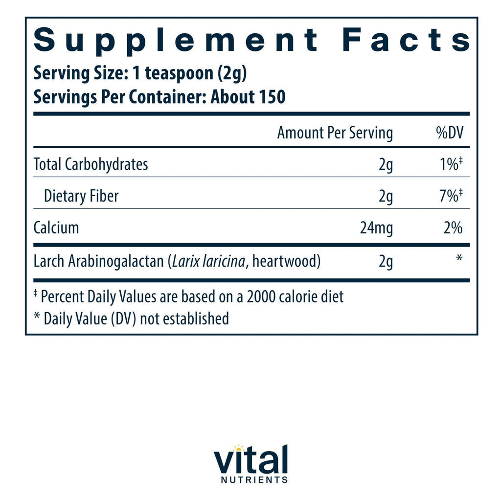 Vital Nutrients Arabinogalactan Powder - Vegan Prebiotic Fiber Supplement for GI Health, Liver, and Immune Support - FENGGESTORE20