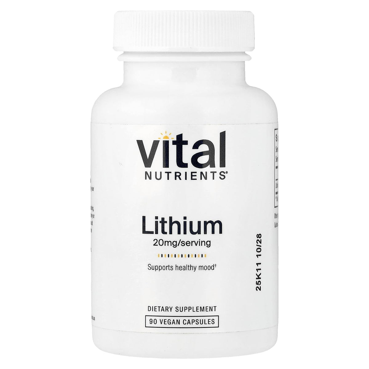 Vital Nutrients Lithium Orotate - Vegan Lithium Supplements for Memory, State of Mind, and Behavioral Health* - 20mg - Gluten, Dairy, Soy Free - 90 Capsules - FENGGESTORE20