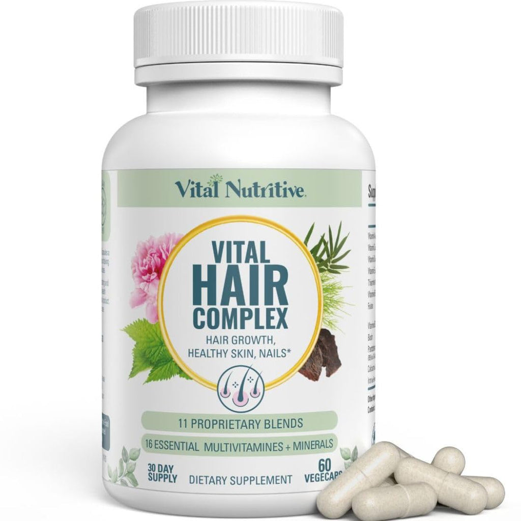 VITAL NUTRITIVE Vital Hair Complex – Biotin & Vitamin B Hair Vitamins for Women & Men – Supports Healthy Hair, Skin & Nails – Hormone-Free, Gluten-Free - FENGGESTORE20
