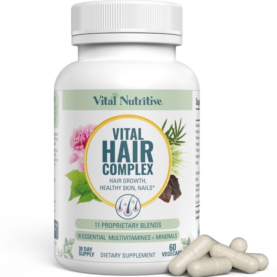 VITAL NUTRITIVE Vital Hair Complex – Biotin & Vitamin B Hair Vitamins for Women & Men – Supports Healthy Hair, Skin & Nails – Hormone-Free, Gluten-Free - FENGGESTORE20