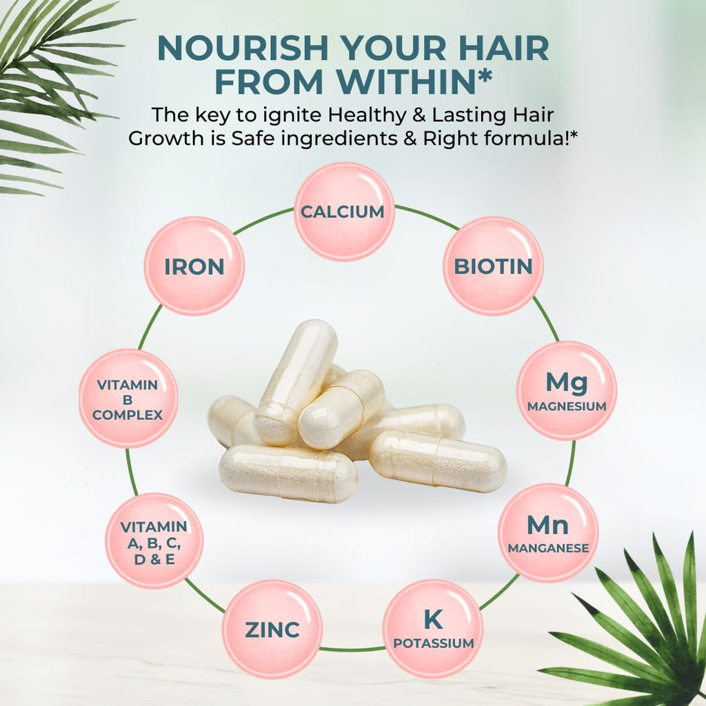 VITAL NUTRITIVE Vital Hair Complex – Biotin & Vitamin B Hair Vitamins for Women & Men – Supports Healthy Hair, Skin & Nails – Hormone-Free, Gluten-Free - FENGGESTORE20
