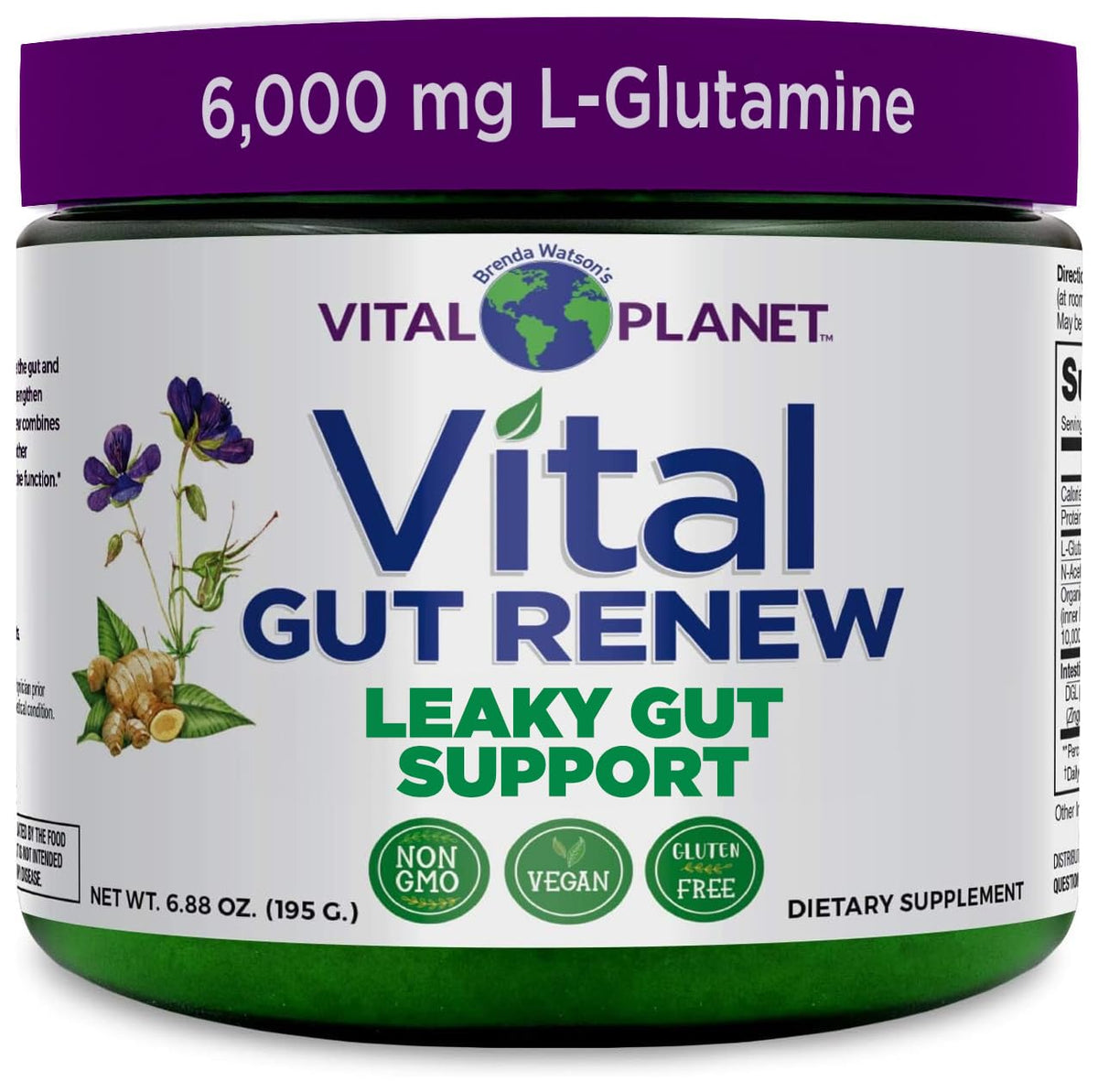 Vital Planet - Vital Gut Renew Powder Supplement for Leaky Gut Repair with L-Glutamine, Marshmallow and Ginger Root, DGL Licorice Root and Organic - FENGGESTORE20