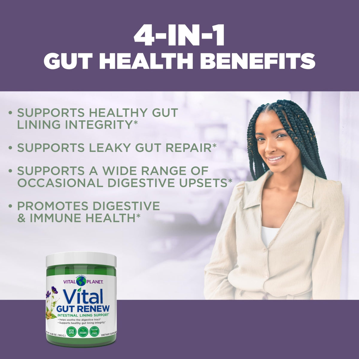 Vital Planet - Vital Gut Renew Powder Supplement for Leaky Gut Repair with L-Glutamine, Marshmallow and Ginger Root, DGL Licorice Root and Organic - FENGGESTORE20