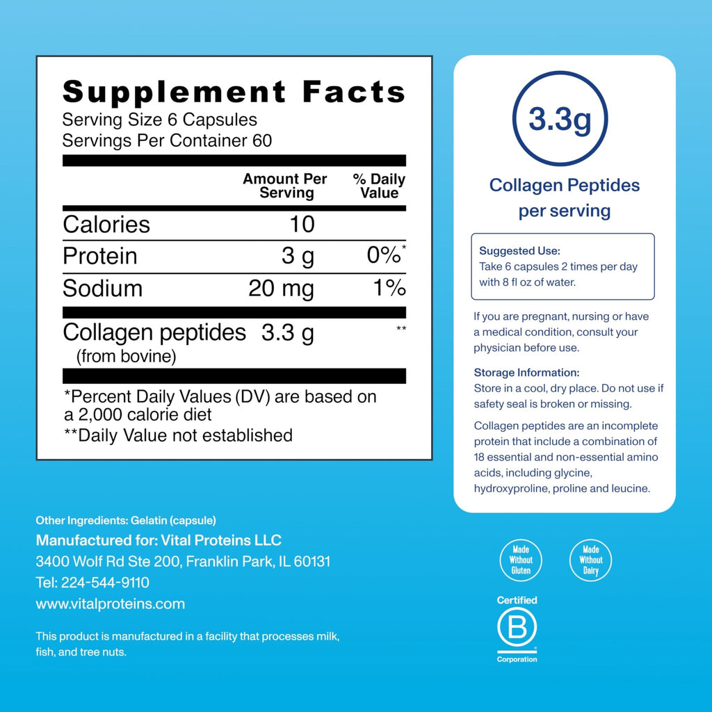 Vital Proteins Collagen Peptides Capsules for Women, Collagen Supplement 360 Capsules - FENGGESTORE20