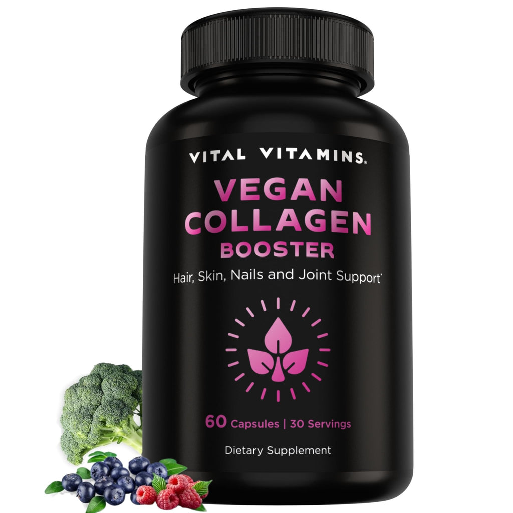 Vital Vitamins Vegan Collagen Booster - with Silica and Hyaluronic Acid - Plant-Based Collagen Supplements - FENGGESTORE20